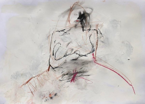 Modèle, fusain expressif — peinture de Henk van Dam