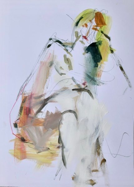 Modèle en jaune/vert — peinture de Henk van Dam