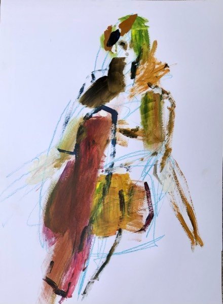 Modèle, rouge profond deuxième étude — peinture de Henk van Dam