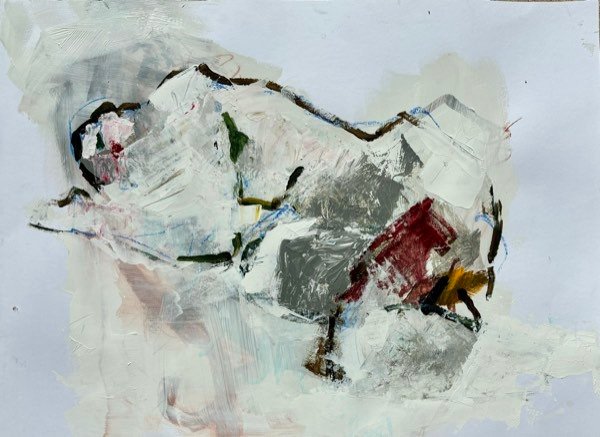 Modèle, accent bordeaux gris — peinture de Henk van Dam