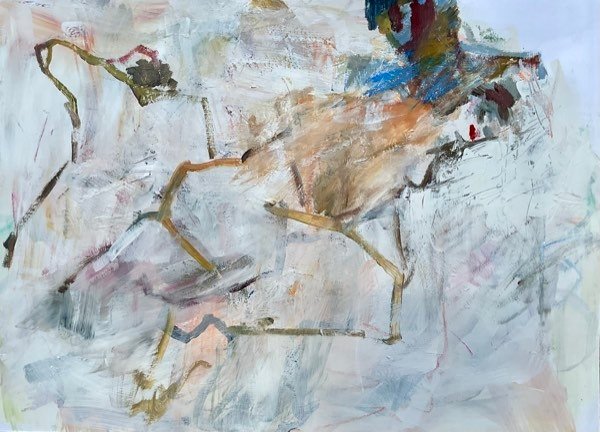Modèle, sienne linéaire abstrait — peinture de Henk van Dam