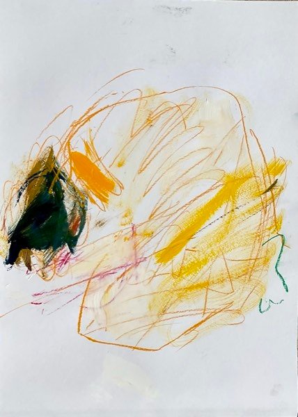 Modèle, jaune ocre abstrait — peinture de Henk van Dam
