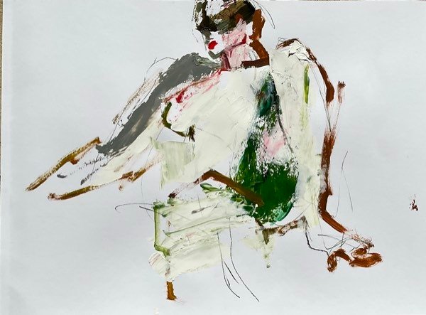 Modèle en vert — peinture de Henk van Dam