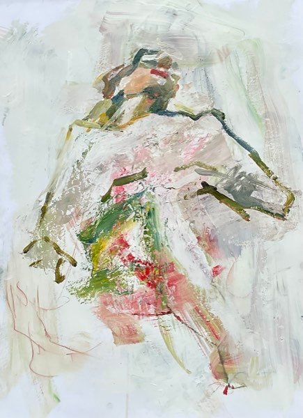 Modèle, rose dansant — peinture de Henk van Dam