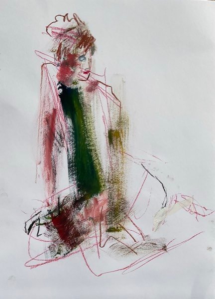 Modèle, vert foncé chaud — peinture de Henk van Dam