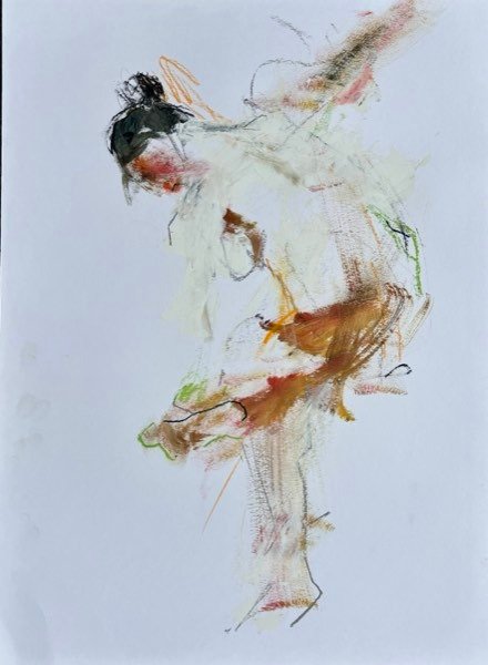 Modèle, coup de pied dansant — peinture de Henk van Dam