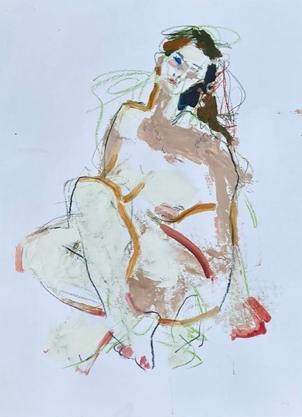 Modèle, peau chaude contour orange — peinture de Henk van Dam
