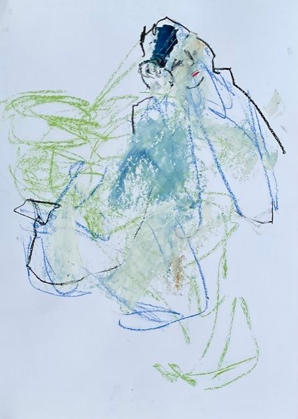 Modèle, craie sarcelle dominant — peinture de Henk van Dam