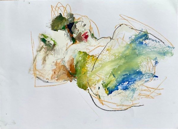 Modèle, olive or allongé — peinture de Henk van Dam