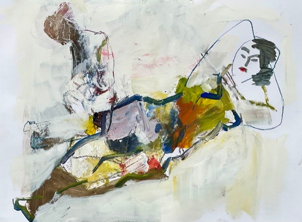Deux modèles, visage brun et olive — peinture de Henk van Dam
