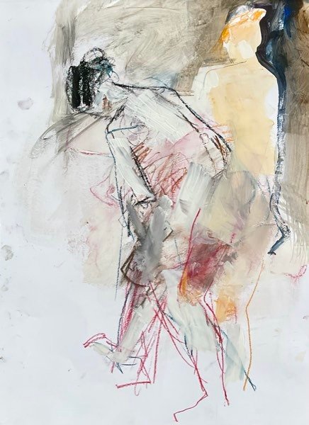 Deux modèles, sombre et ocre jaune — peinture de Henk van Dam