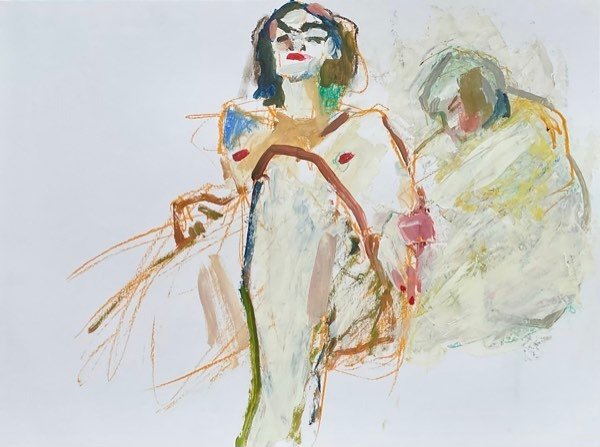 Deux modèles, visage coloré — peinture de Henk van Dam