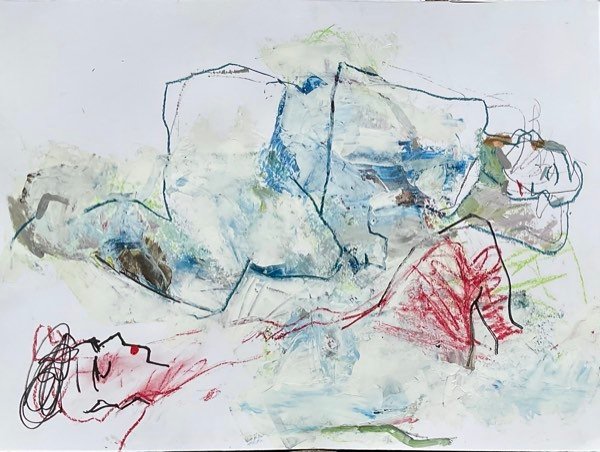 Étude de modèle, gris-bleu minimal — peinture de Henk van Dam