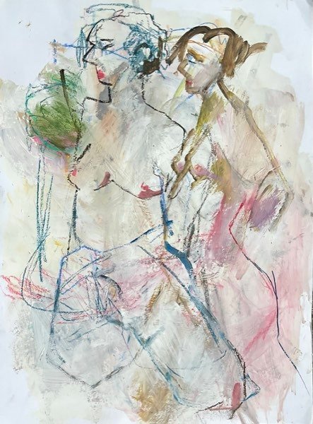 Deux modèles, rapprochés — peinture de Henk van Dam