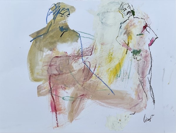 Deux modèles, ocre et rose jaune — peinture de Henk van Dam