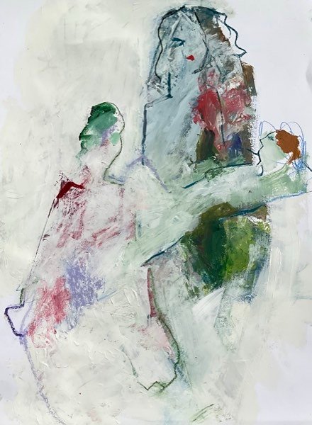 Trois modèles, vert gris bordeaux — peinture de Henk van Dam