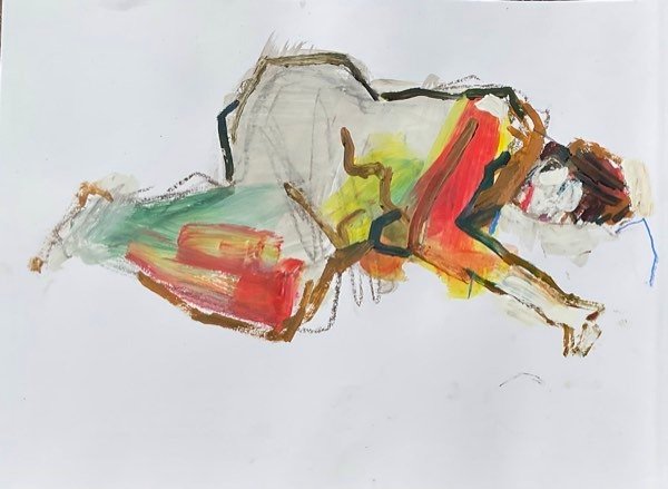 Modèle, couleurs festives — peinture de Henk van Dam