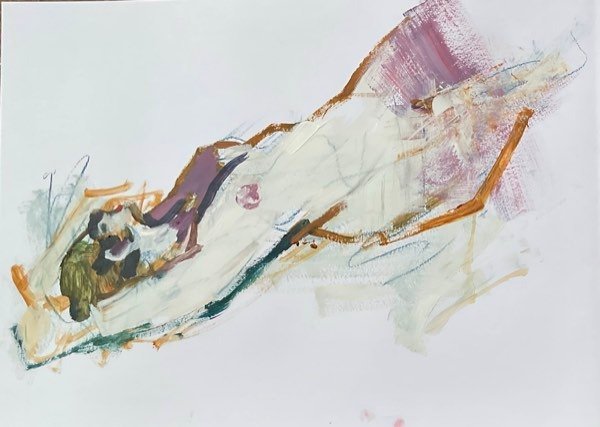 Modèle, tête mauve olive — peinture de Henk van Dam