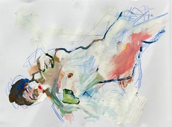 Modèle, corail marine allongé — peinture de Henk van Dam
