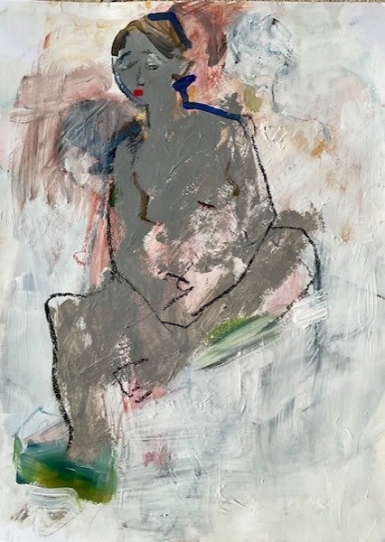 Modèle, mur gris-brun rose — peinture de Henk van Dam