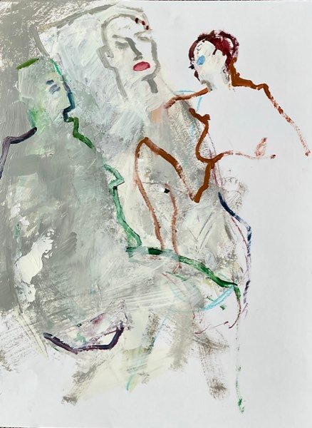 Trois modèles en gris vert — peinture de Henk van Dam