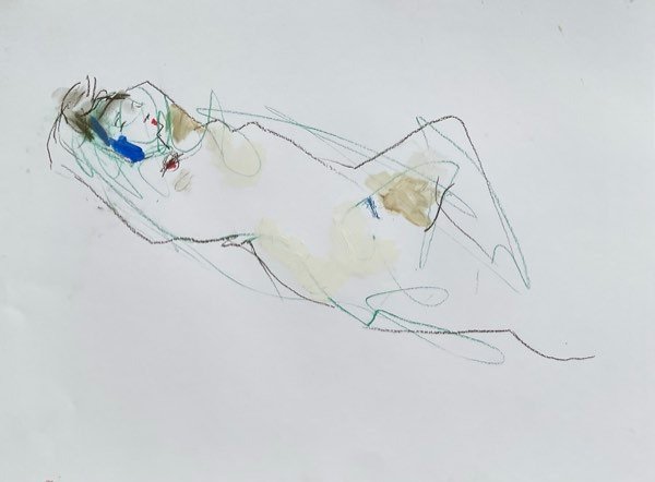 Model, groen roze zacht — schilderij van Henk van Dam