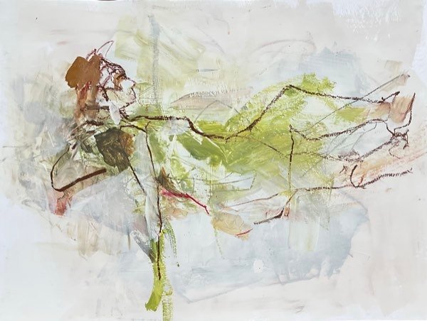 Model, fris groen sienna — schilderij van Henk van Dam
